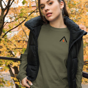 Long Sleeve T-shirt with Vintage Flame Chest Icon+ Sleeve Logo