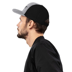 Baseball Cap, Mesh Back Snapback with Modern Black Embroidered Logo