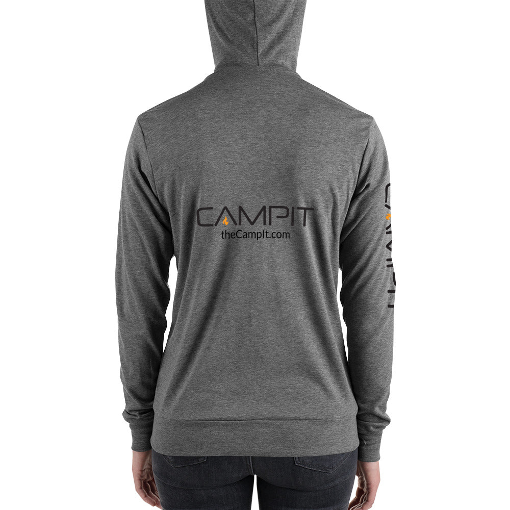 Zip Hoodie with Vintage Flame Icon + Sleeve