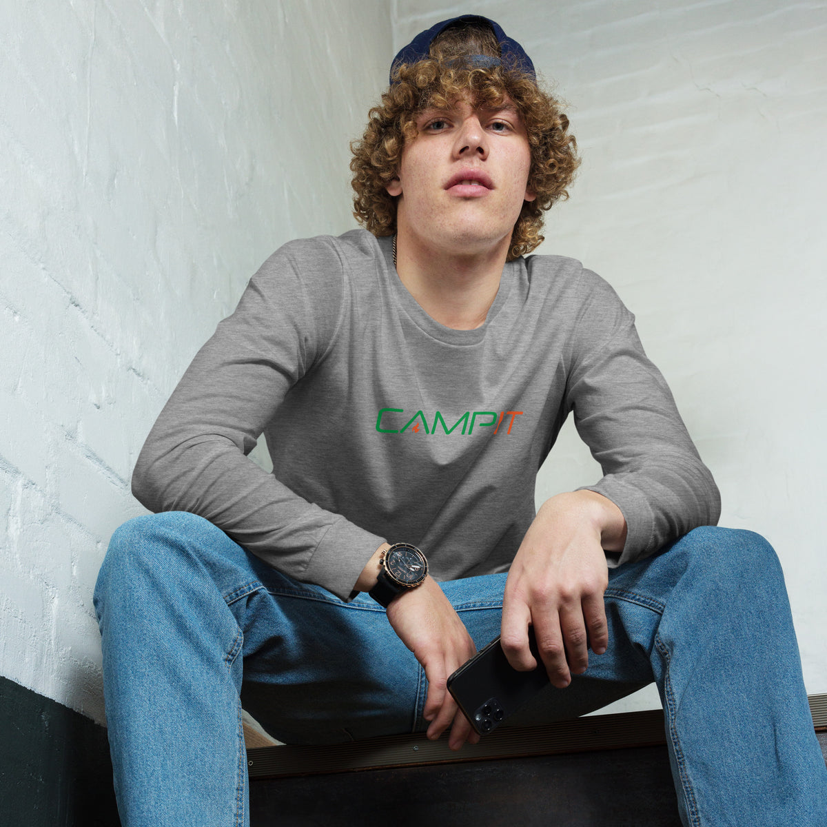 Long Sleeve T-shirt with Two Tone Chest Logo