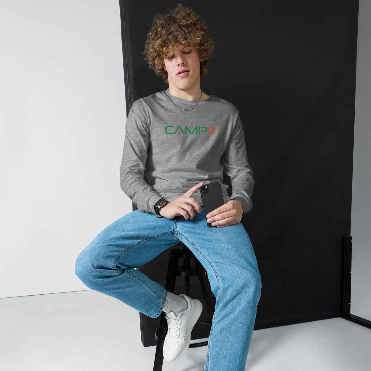 Long Sleeve T-shirt with Two Tone Chest Logo