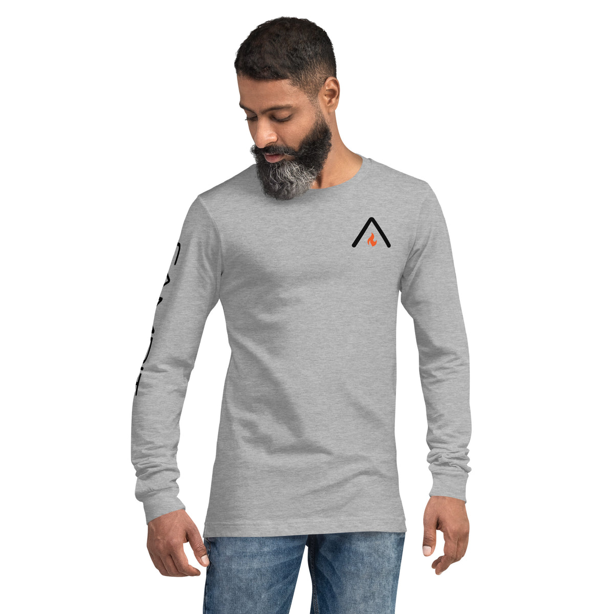Long Sleeve T-shirt with Vintage Flame Chest Icon+ Sleeve Logo