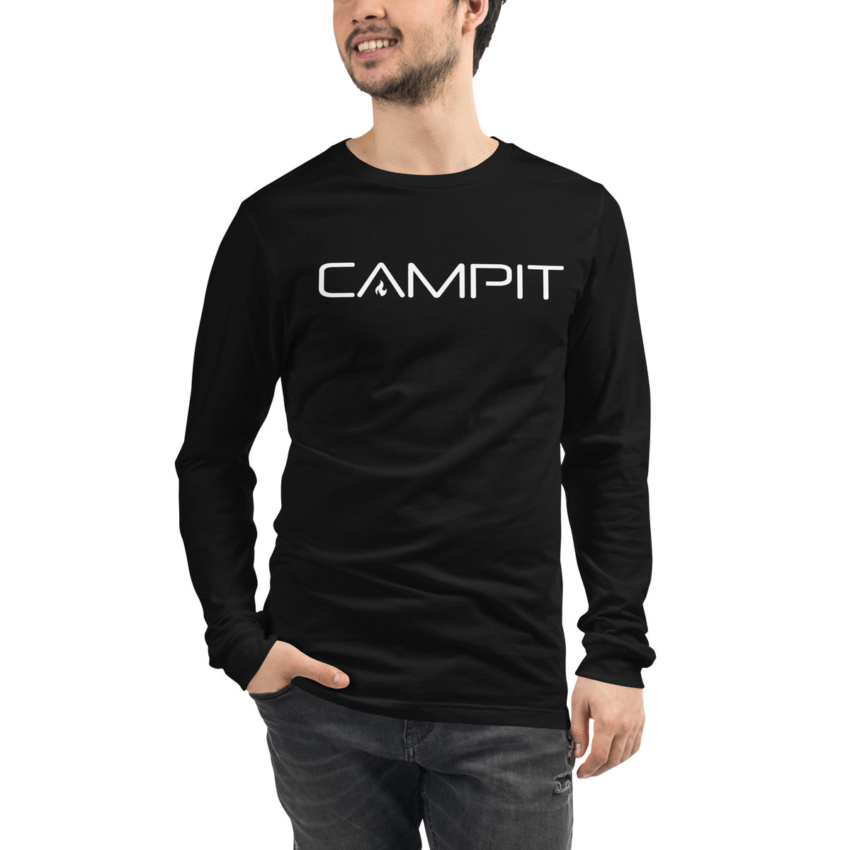 Long Sleeve T-shirt with Modern White Logo