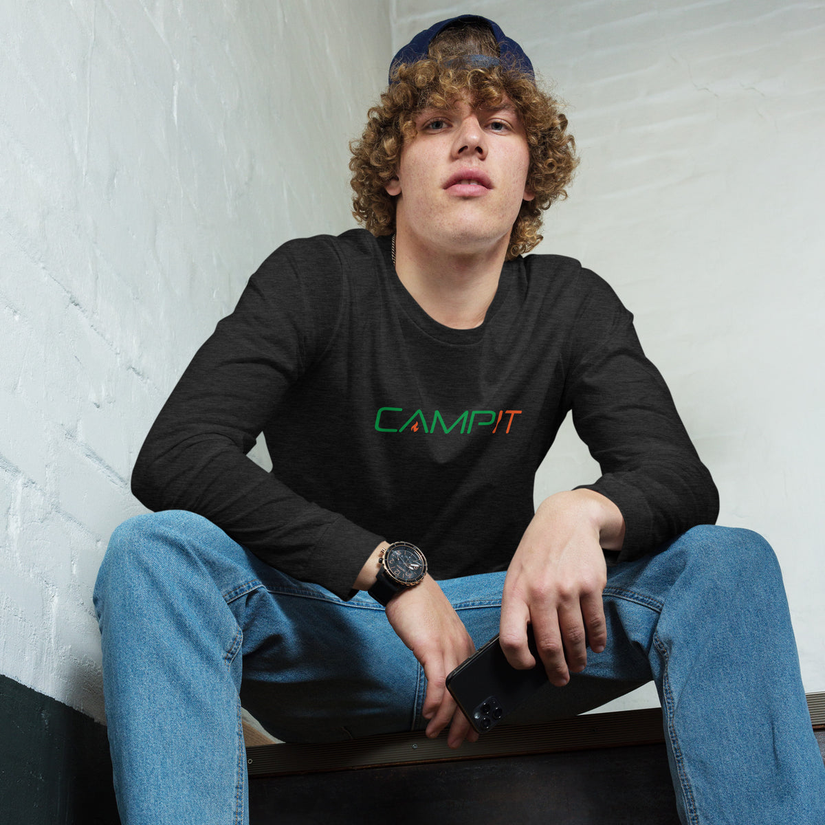 Long Sleeve T-shirt with Two Tone Chest Logo