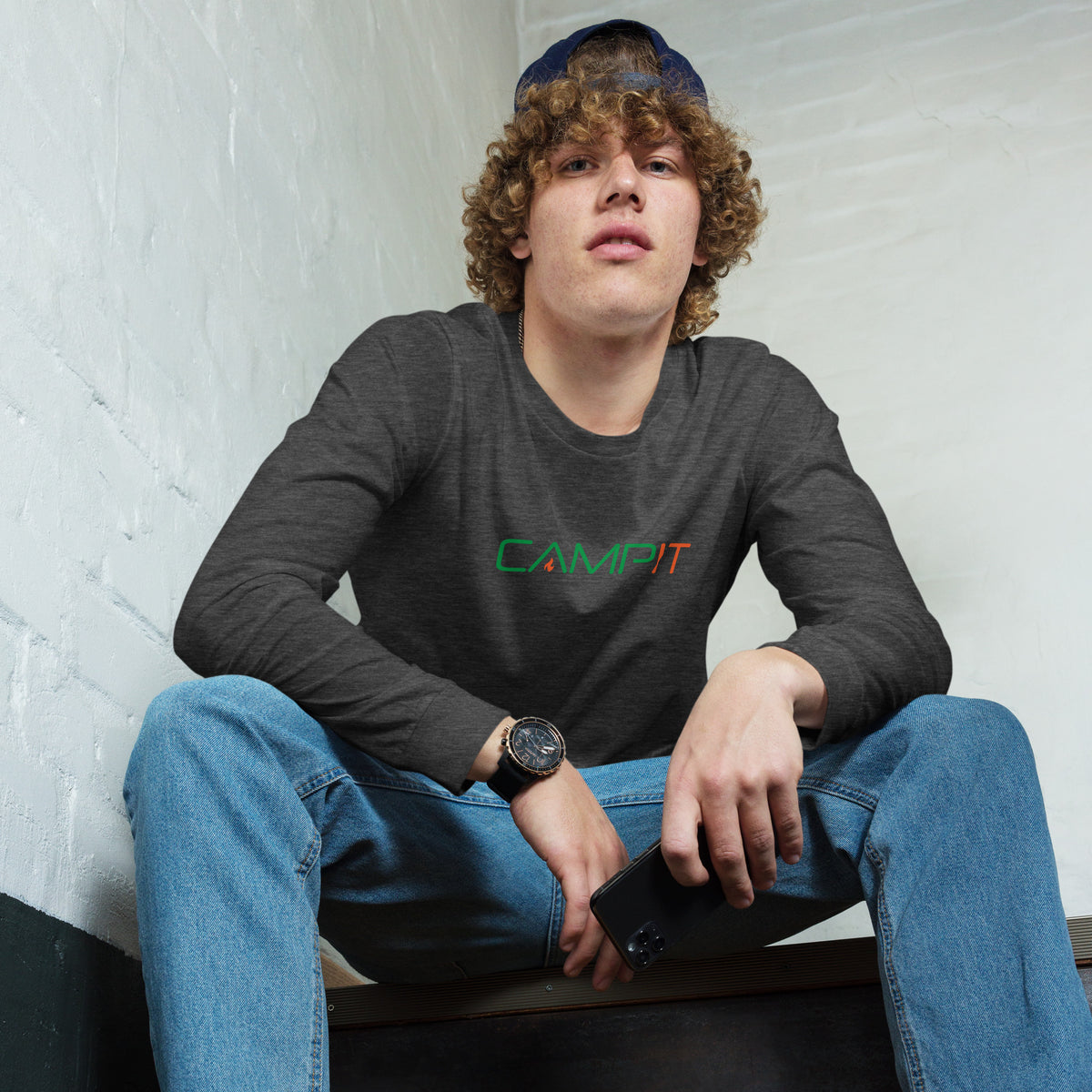 Long Sleeve T-shirt with Two Tone Chest Logo