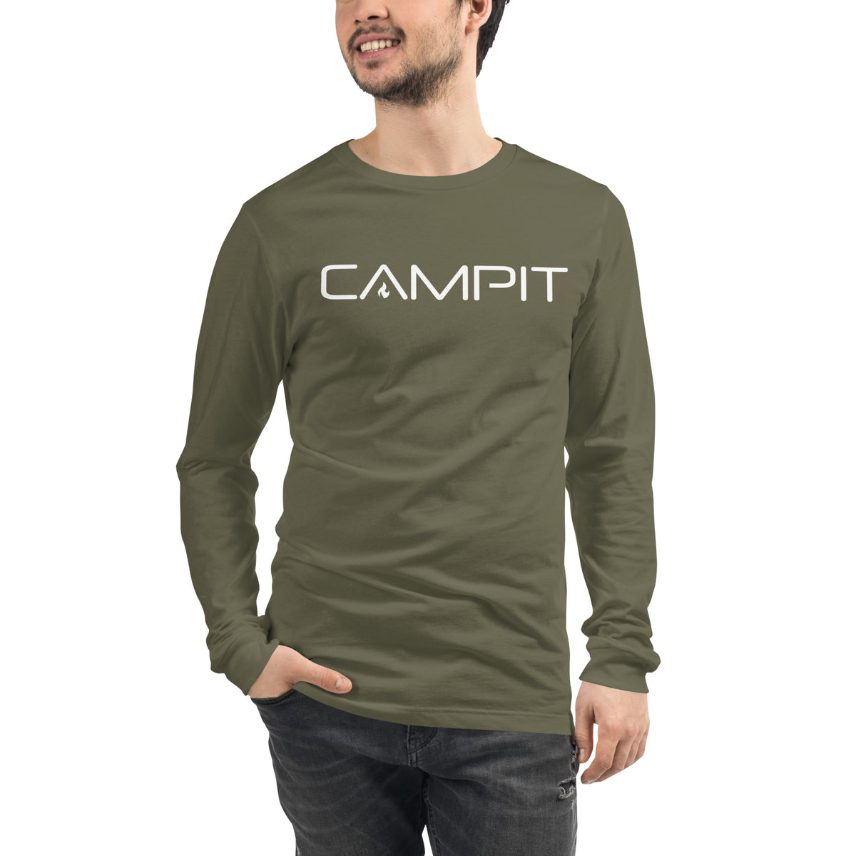 Long Sleeve T-shirt with Modern White Logo