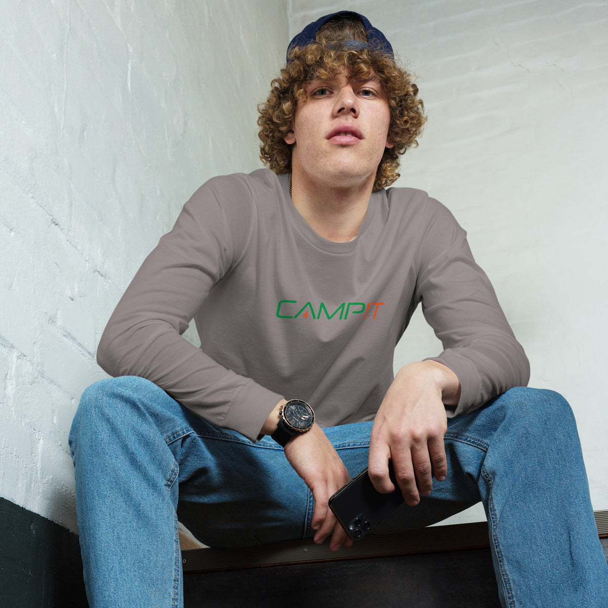 Long Sleeve T-shirt with Two Tone Chest Logo