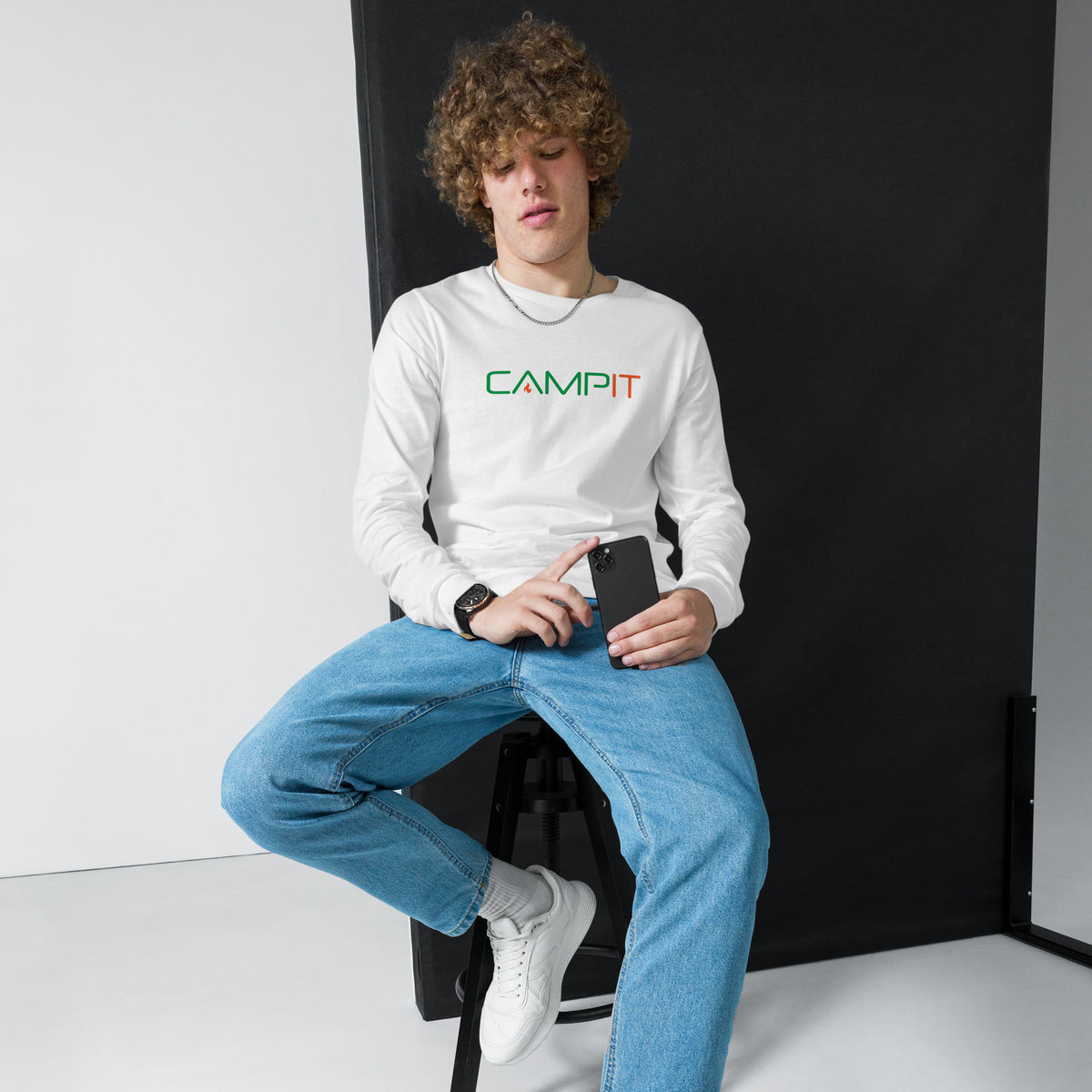 Long Sleeve T-shirt with Two Tone Chest Logo