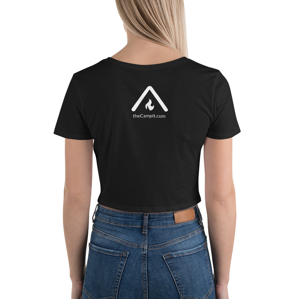 Crop Top Short Sleeve T-Shirt with Modern White Logo