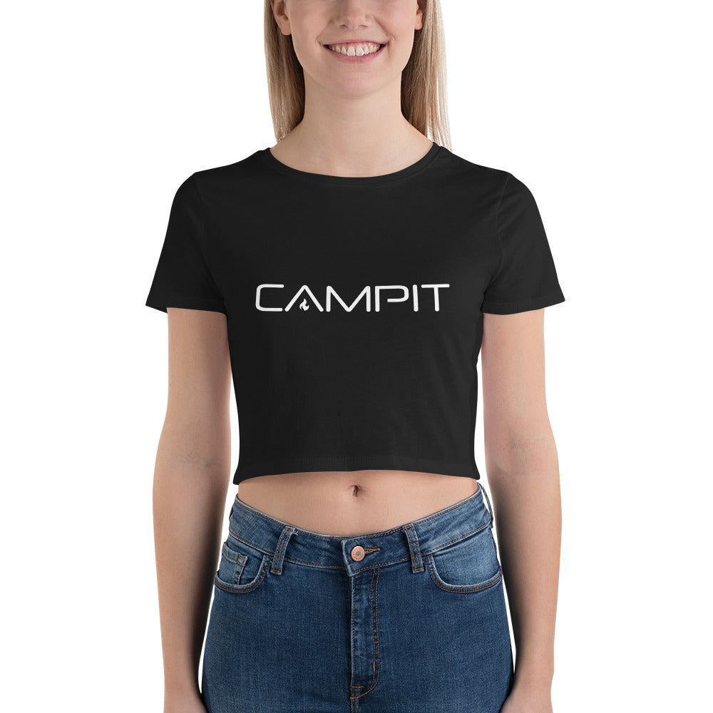 Crop Top Short Sleeve T-Shirt with Modern White Logo
