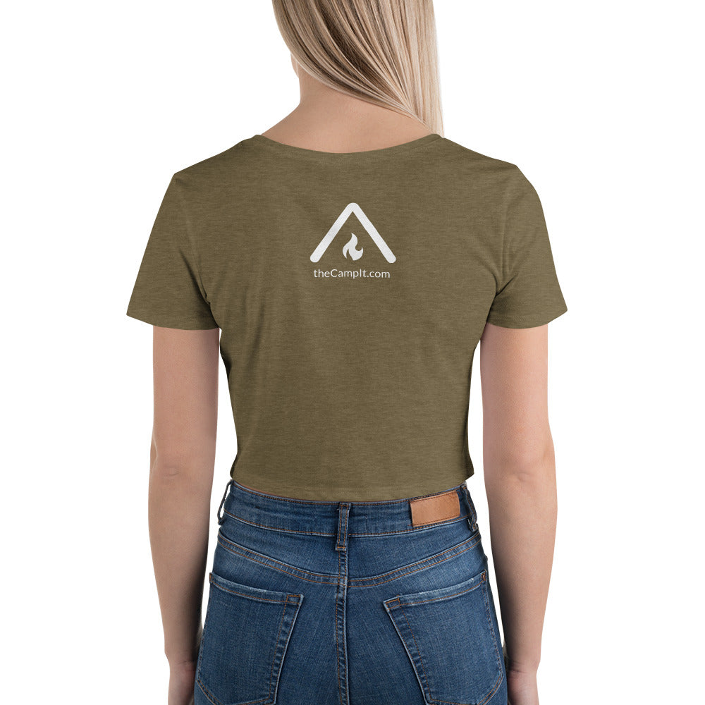 Crop Top Short Sleeve T-Shirt with Modern White Logo