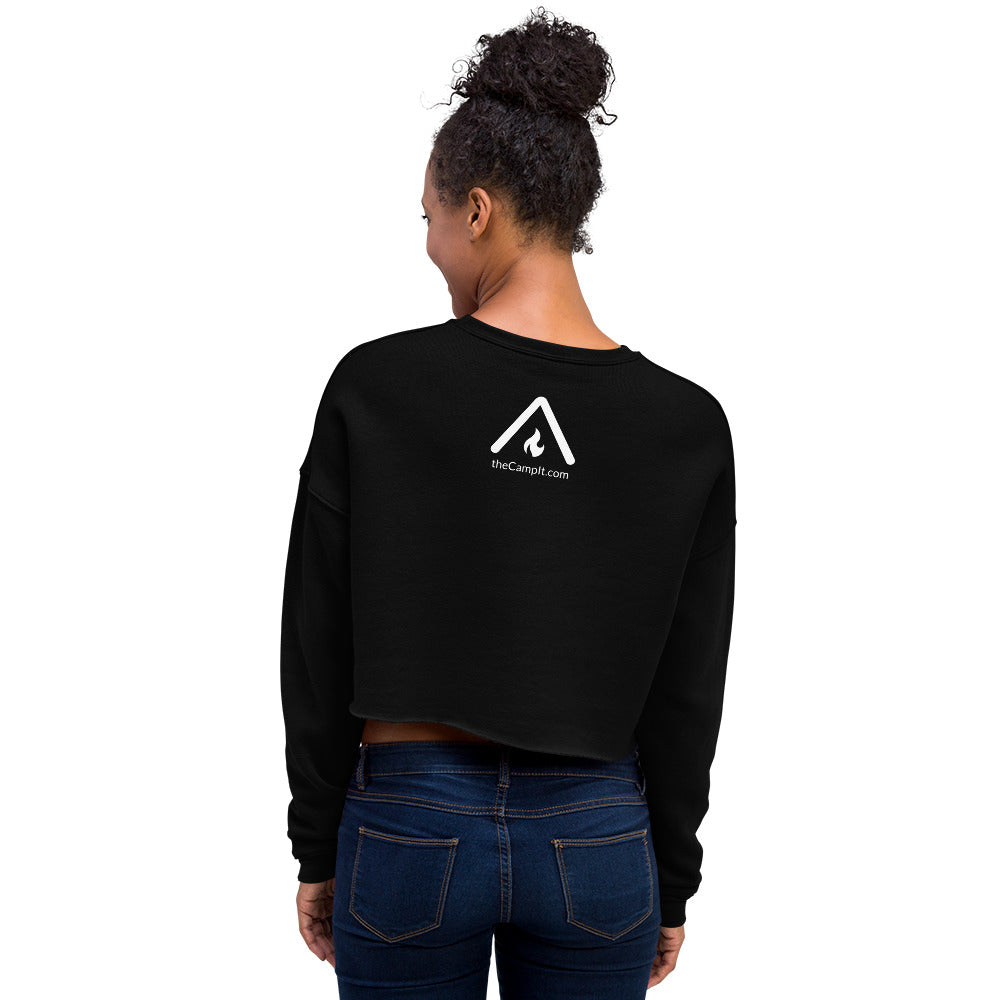 Fleece Crop Sweatshirt with Modern White Logo