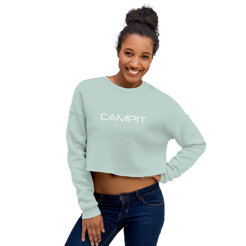 Fleece Crop Sweatshirt with Modern White Logo