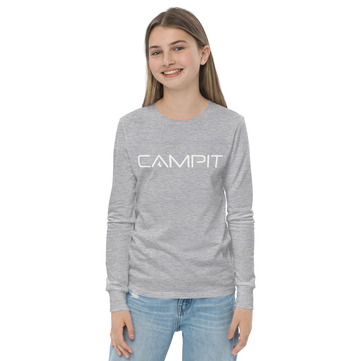 Youth Long Sleeve T-shirt with Modern White Logo