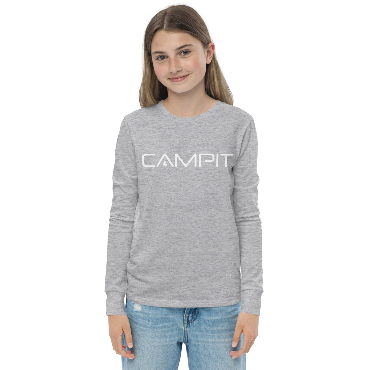 Youth Long Sleeve T-shirt with Modern White Logo