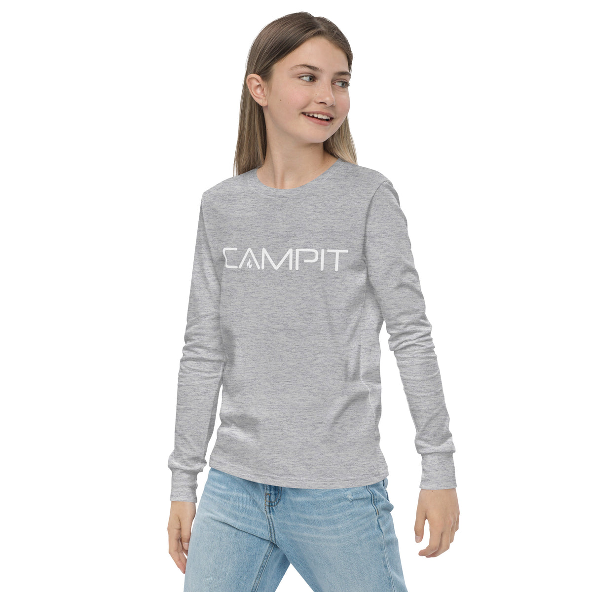 Youth Long Sleeve T-shirt with Modern White Logo