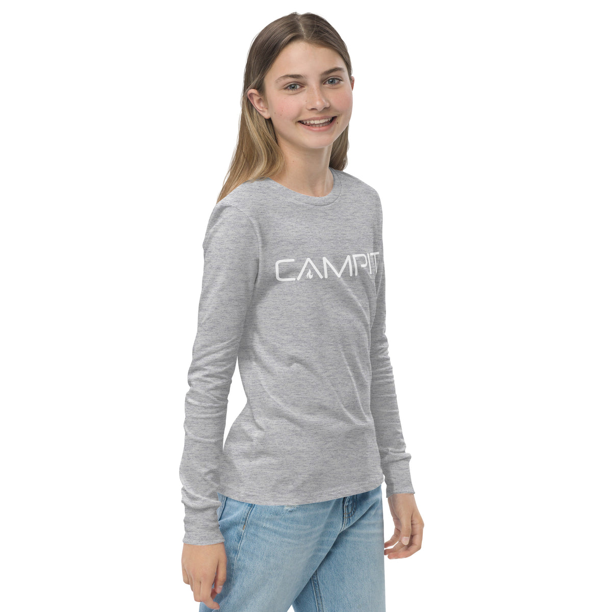 Youth Long Sleeve T-shirt with Modern White Logo