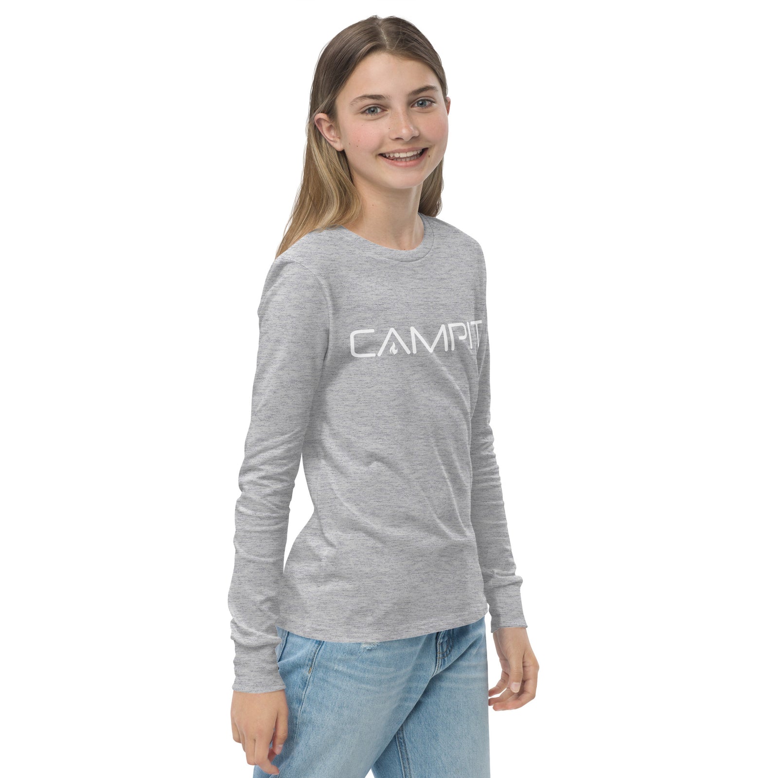Youth Long Sleeve T-shirt with Modern White Logo