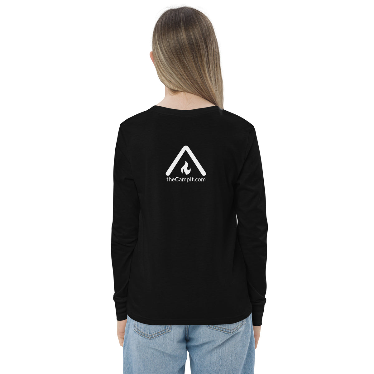 Youth Long Sleeve T-shirt with Modern White Logo