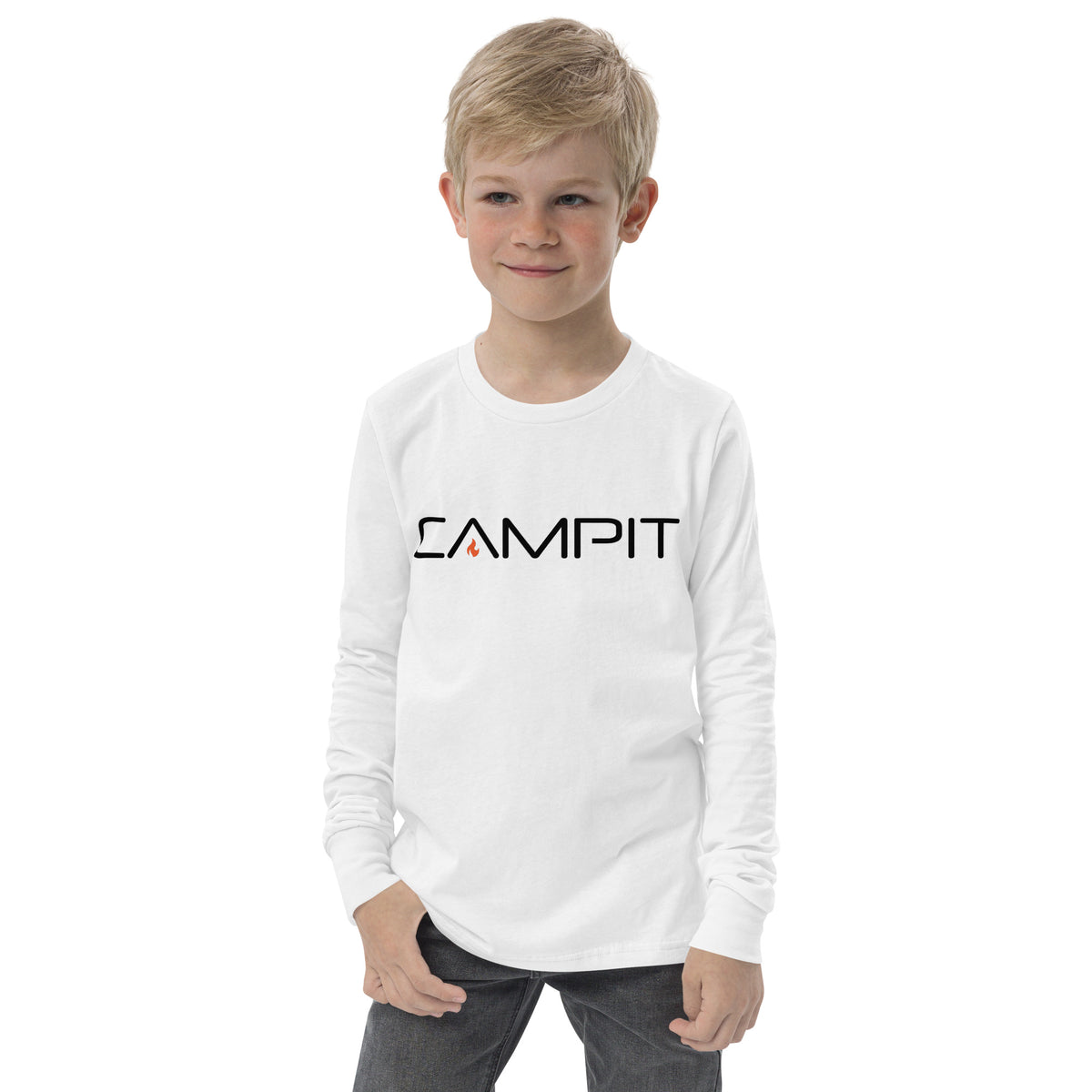 Youth Long Sleeve T-shirt with Vintage Flame Logo