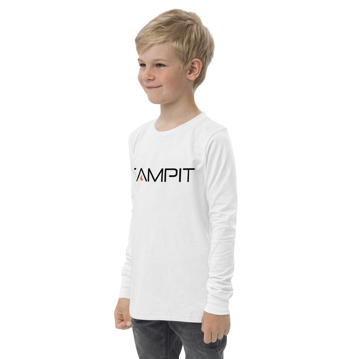 Youth Long Sleeve T-shirt with Vintage Flame Logo